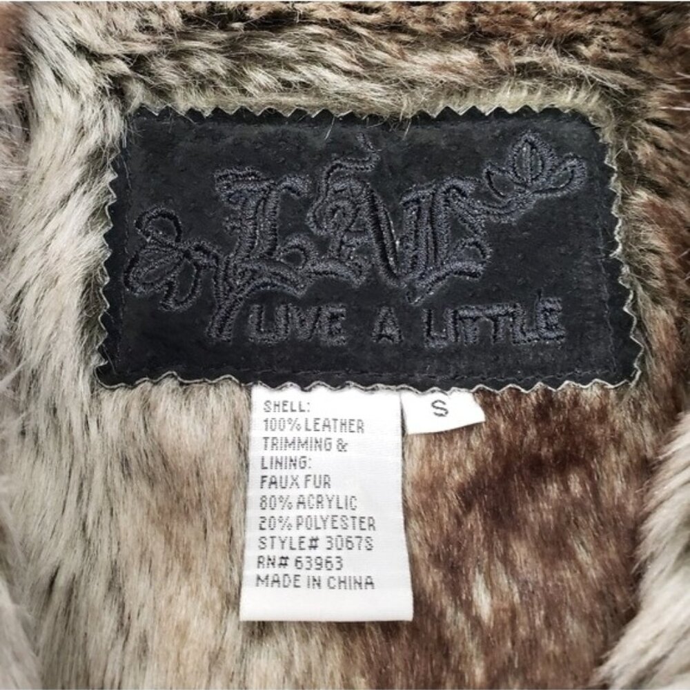 LAL Live a Little Leather Womens Faux Fur Trim Vest Size Small - Picture 5 of 5